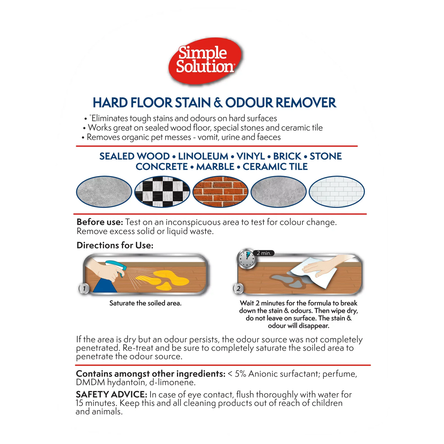 Simple Solution Hard Floor Stain & Odour Remover 750ml