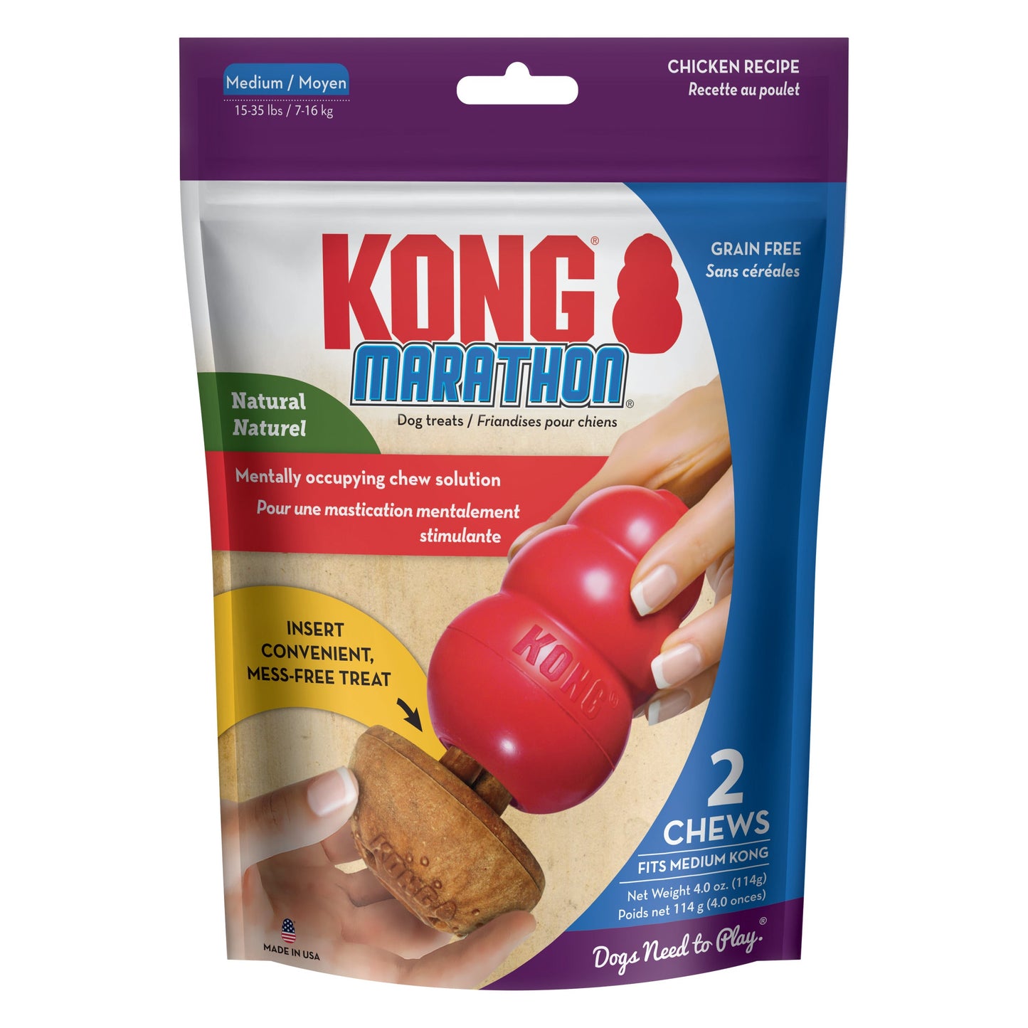 KONG Marathon 2pk Chicken Dog Treats Medium