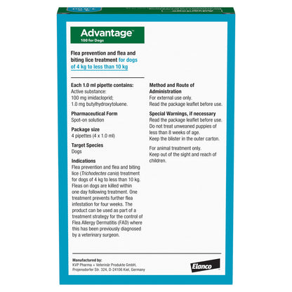 Advantage 100 Spot On Flea Control Medium Dog (4-10kg) - 4 Pack