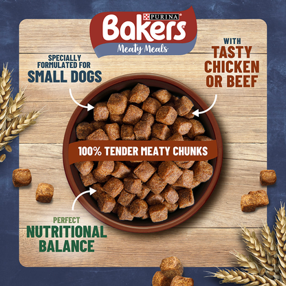 Bakers Meaty Meals Small Dog Beef Dry Dog Food 1kg