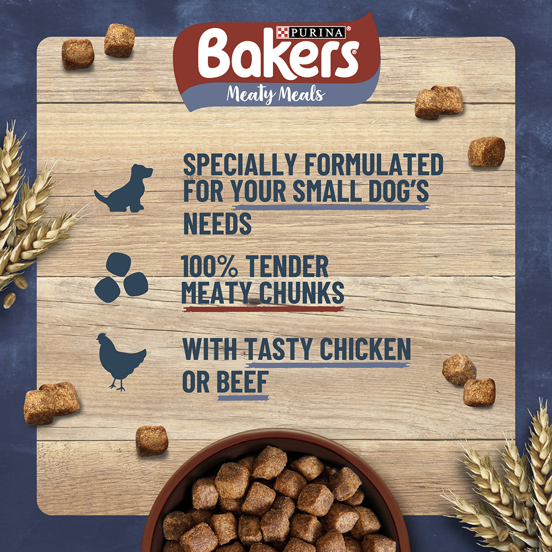 Bakers Meaty Meals Small Dog Beef Dry Dog Food 1kg