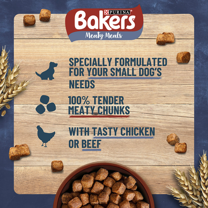 Bakers Meaty Meals Small Dog Beef Dry Dog Food 1kg