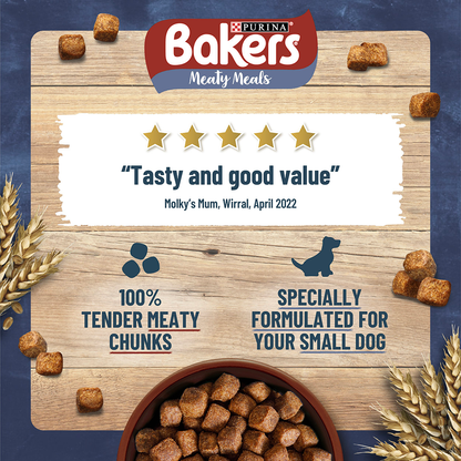 Bakers Meaty Meals Small Dog Beef Dry Dog Food 1kg