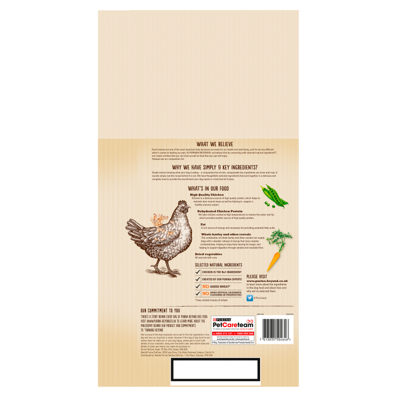 Beyond Simply 9 Adult Dry Dog Food Rich In Chicken With Whole Barley - 10kg