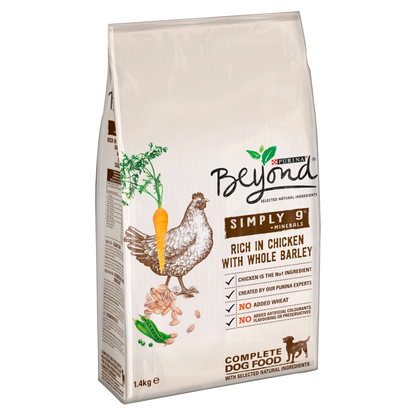 Beyond Simply 9 Adult Dry Dog Food Rich In Chicken With Whole Barley - 1.4kg