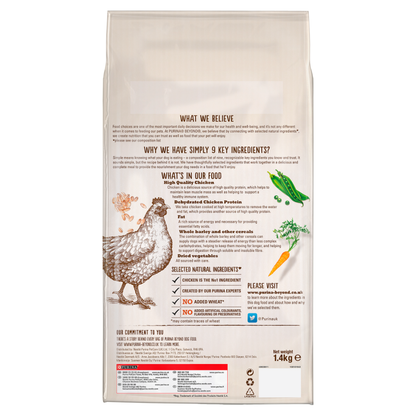 Beyond Simply 9 Adult Dry Dog Food Rich In Chicken With Whole Barley - 1.4kg