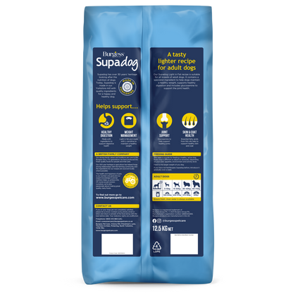 Burgess Supadog Light in Fat with Tasty Chicken Dry Dog Food 12.5kg