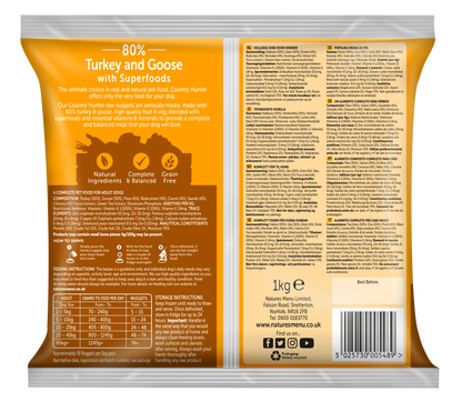 Natures Menu Turkey & Goose Nuggets Raw Frozen Dog Food 1 kg