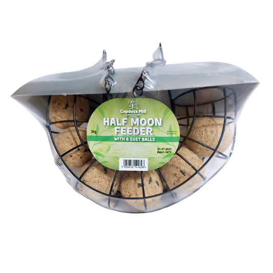 Copdock Mill Wild Bird Premium Half Moon Feeder with 6 Suet Balls