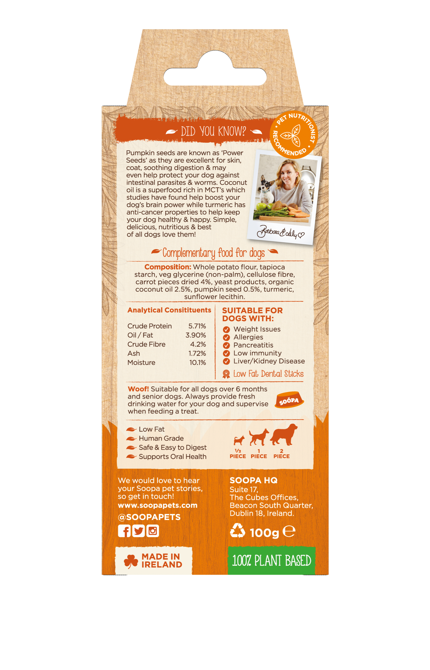 Soopa Single Pack Carrot and Pumpkin Dental Sticks for Dogs 100g