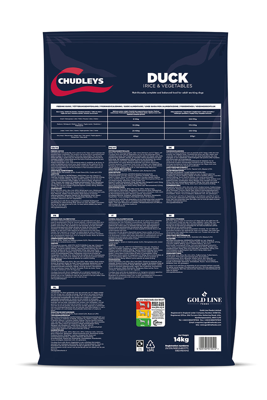 Chudleys Duck with Rice & Vegetables Dry Dog Food 14kg
