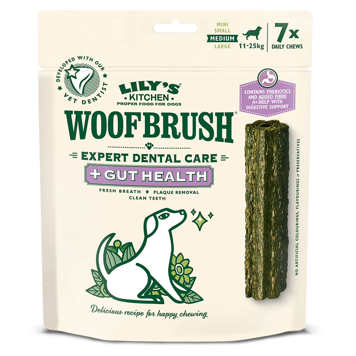 Lily's Kitchen Medium Woofbrush Gut Health Dental Chew (multipack) 7 x 28g