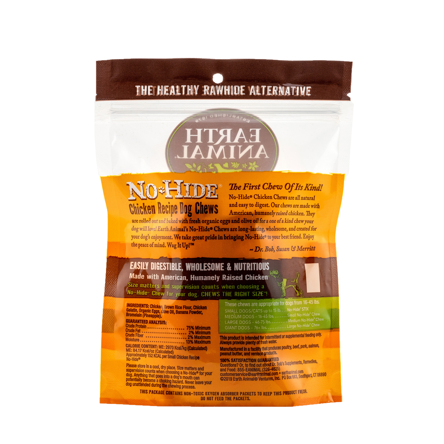 Earth Animal Chicken No Hide Chews Small Dog Treats 2 pack 68g