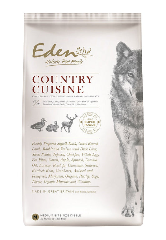 Eden 80/20 Country Cuisine Dry Dog Food Medium Kibble - 12Kg