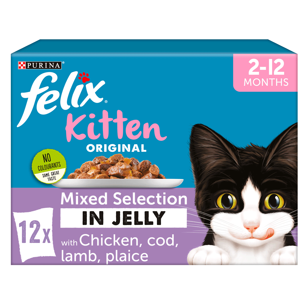 Felix Original Kitten Mixed Selection in Jelly (Chicken, Cod, Lamb, Plaice) Wet Cat Food 12 x 100g