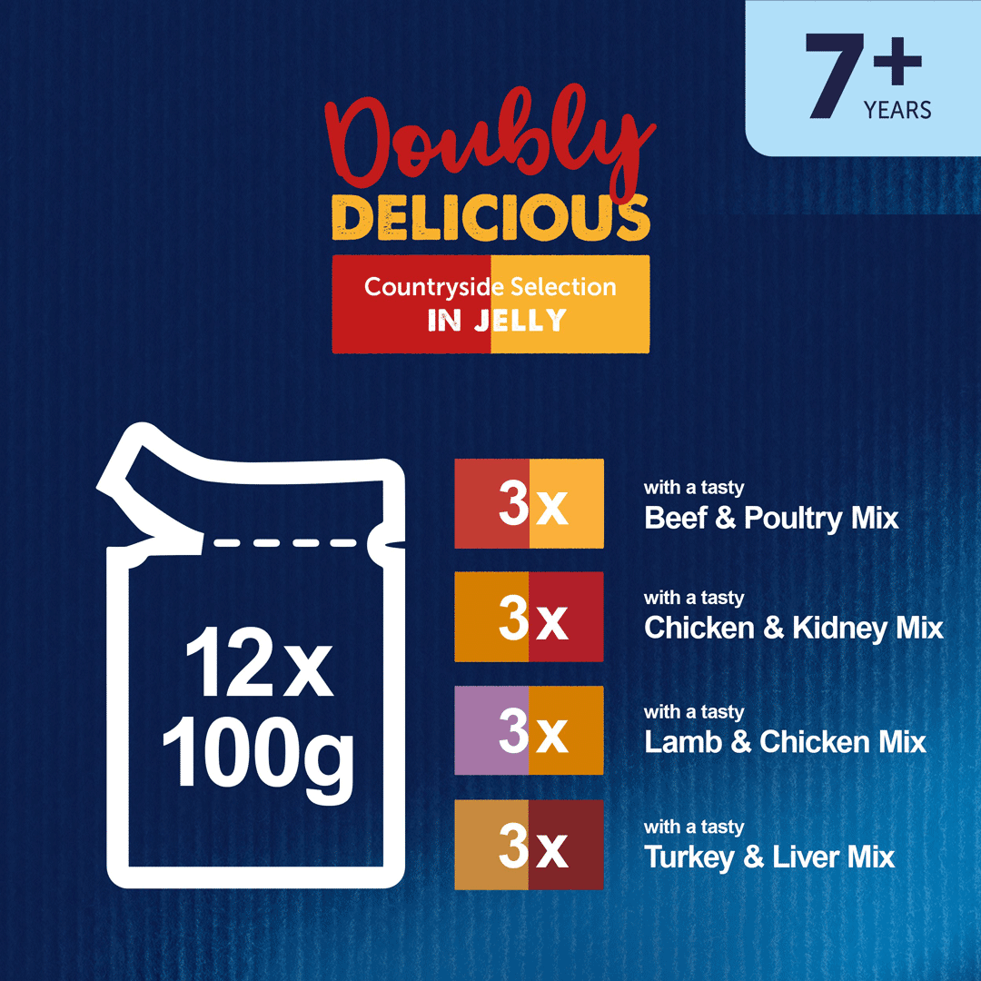 Felix Senior Doubly Delicious 7+ Countryside Selection Wet Cat Food 12 x 100g