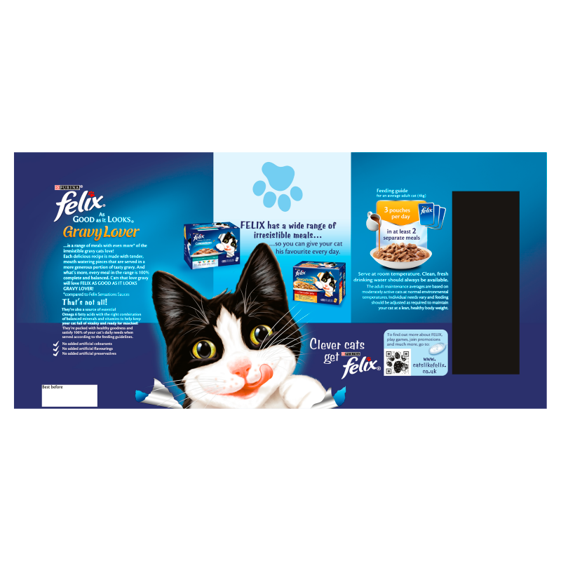 Felix As Good As It Looks Gravy Lover Mixed Wet Cat Food Pouches - 40 x 100g