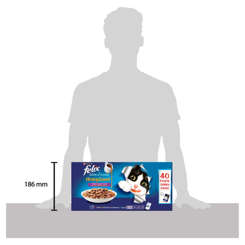 Felix As Good As It Looks Gravy Lover Mixed Wet Cat Food Pouches - 40 x 100g