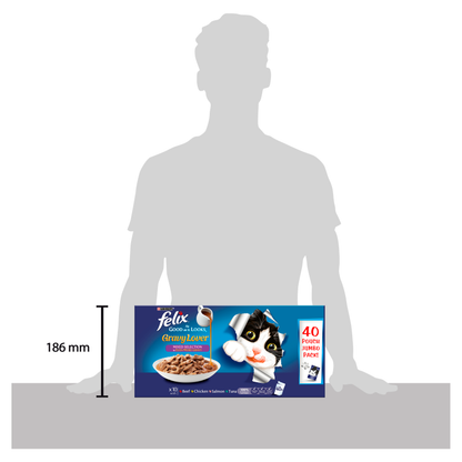Felix As Good As It Looks Gravy Lover Mixed Wet Cat Food Pouches - 40 x 100g