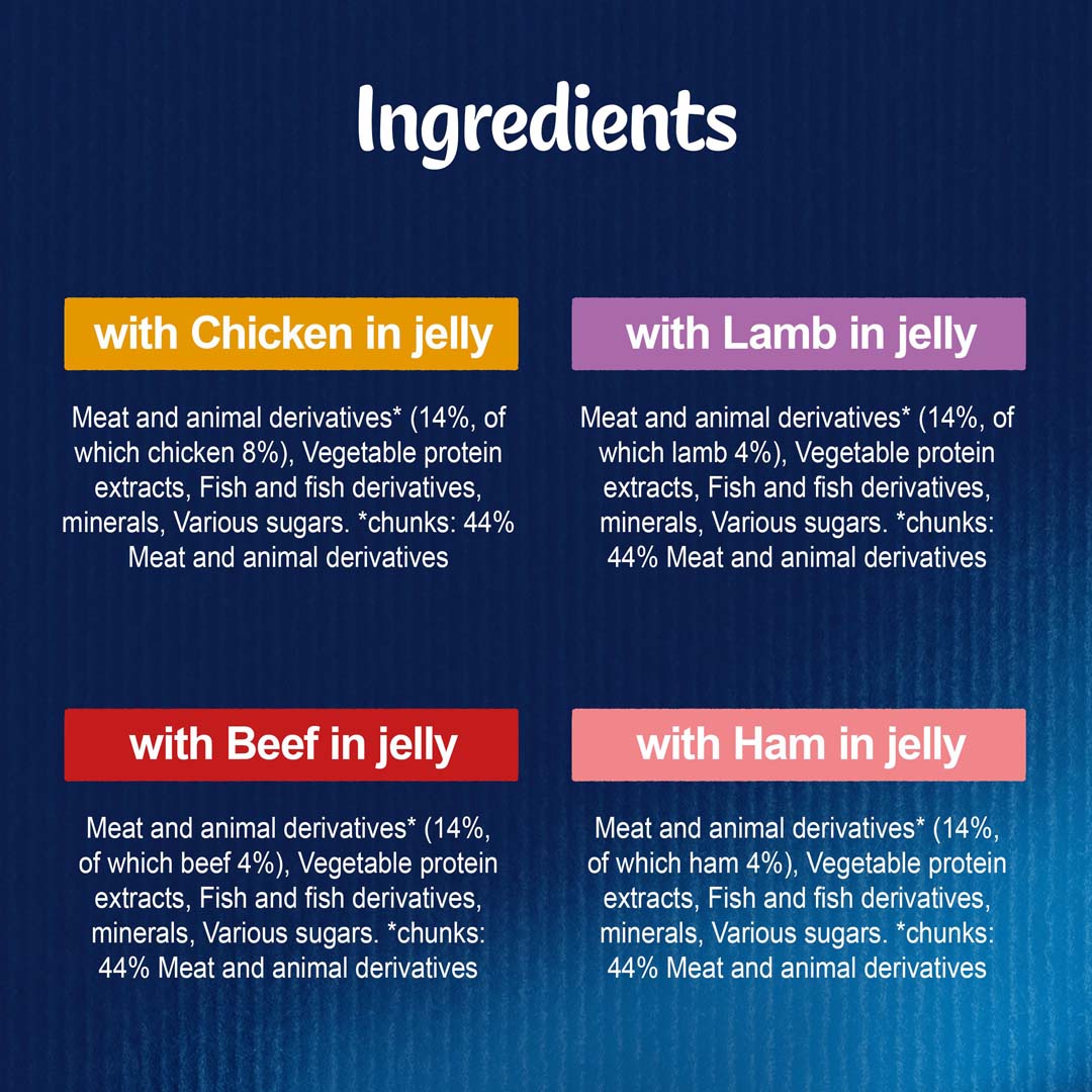 Felix Adult As Good As it Looks Meaty Selection in Jelly (Chicken, Lamb, Beef, Ham) Wet Cat Food 12 x 100g