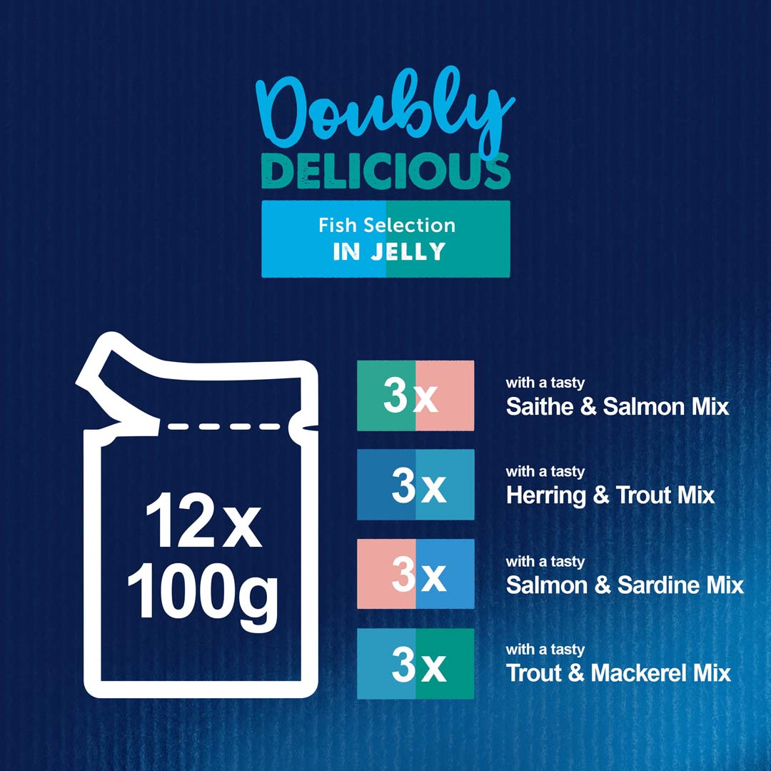 Felix Adult Doubly Delicious Fish Selection Wet Cat Food 12 x 100g