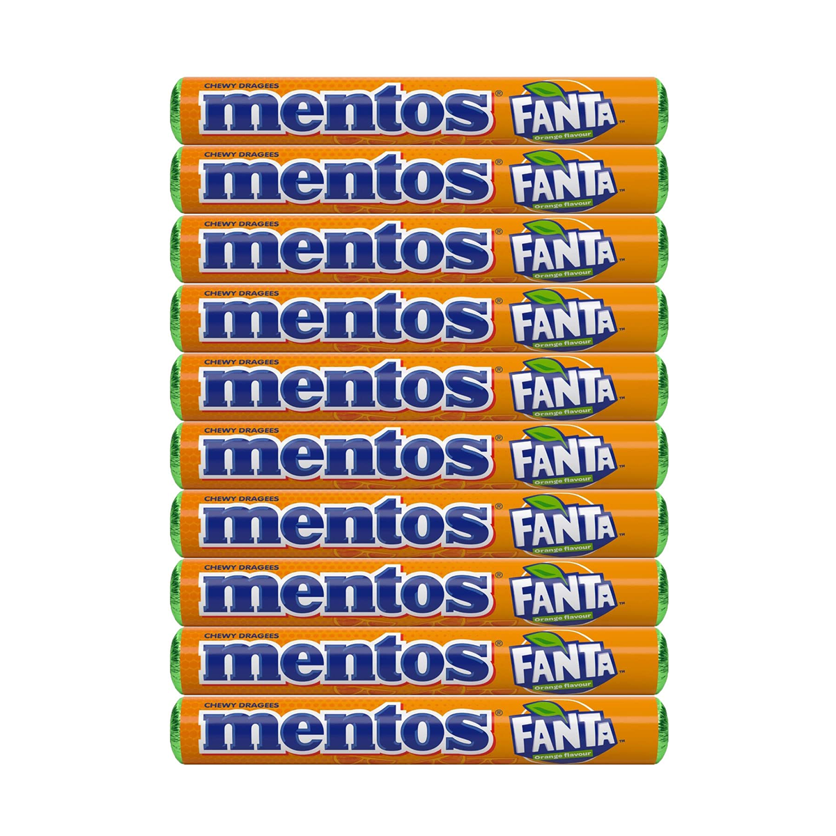 Mentos Chewy Dragees Fanta Orange Flavour 37.5g (Pack of 10)