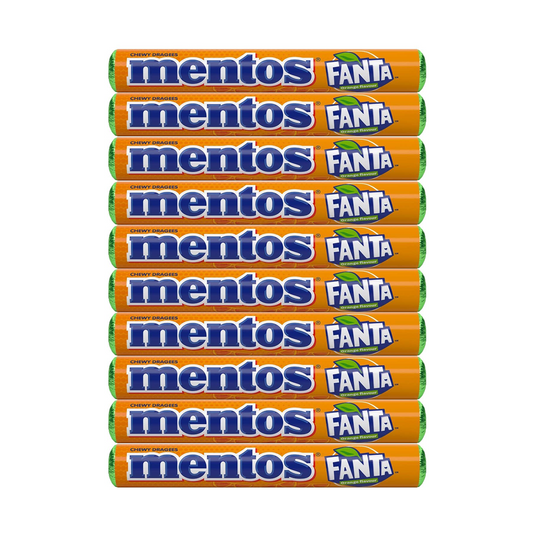 Mentos Chewy Dragees Fanta Orange Flavour 37.5g (Pack of 10)