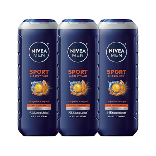 NIVEA Men Sport 3in1 Body Wash 500 ml (Pack of 3)