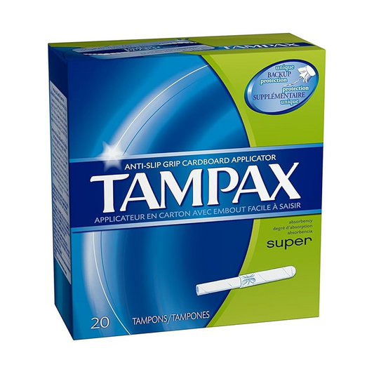 Tampax Super Absorbency Tampons with Anti-Slip Grip Cardboard Applicator (20 Tampons)