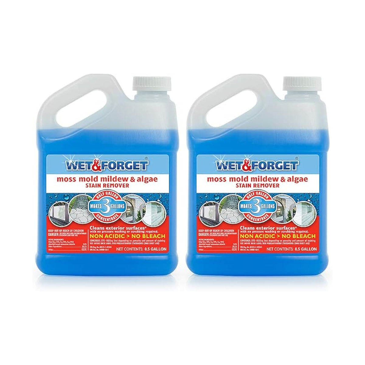 Wet & Forget Moss Mold Mildew & Algae Stain Remover 1.9 L (Pack of 2)
