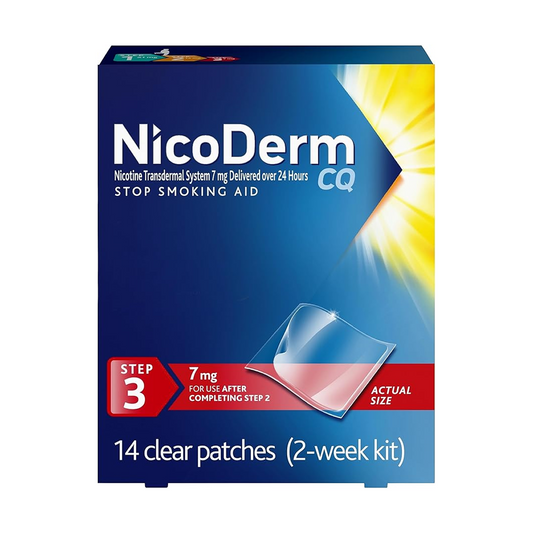 NicoDerm CQ 7 mg Step 3 Nicotine Patches 14 Clear Patches (2-Week Kit)
