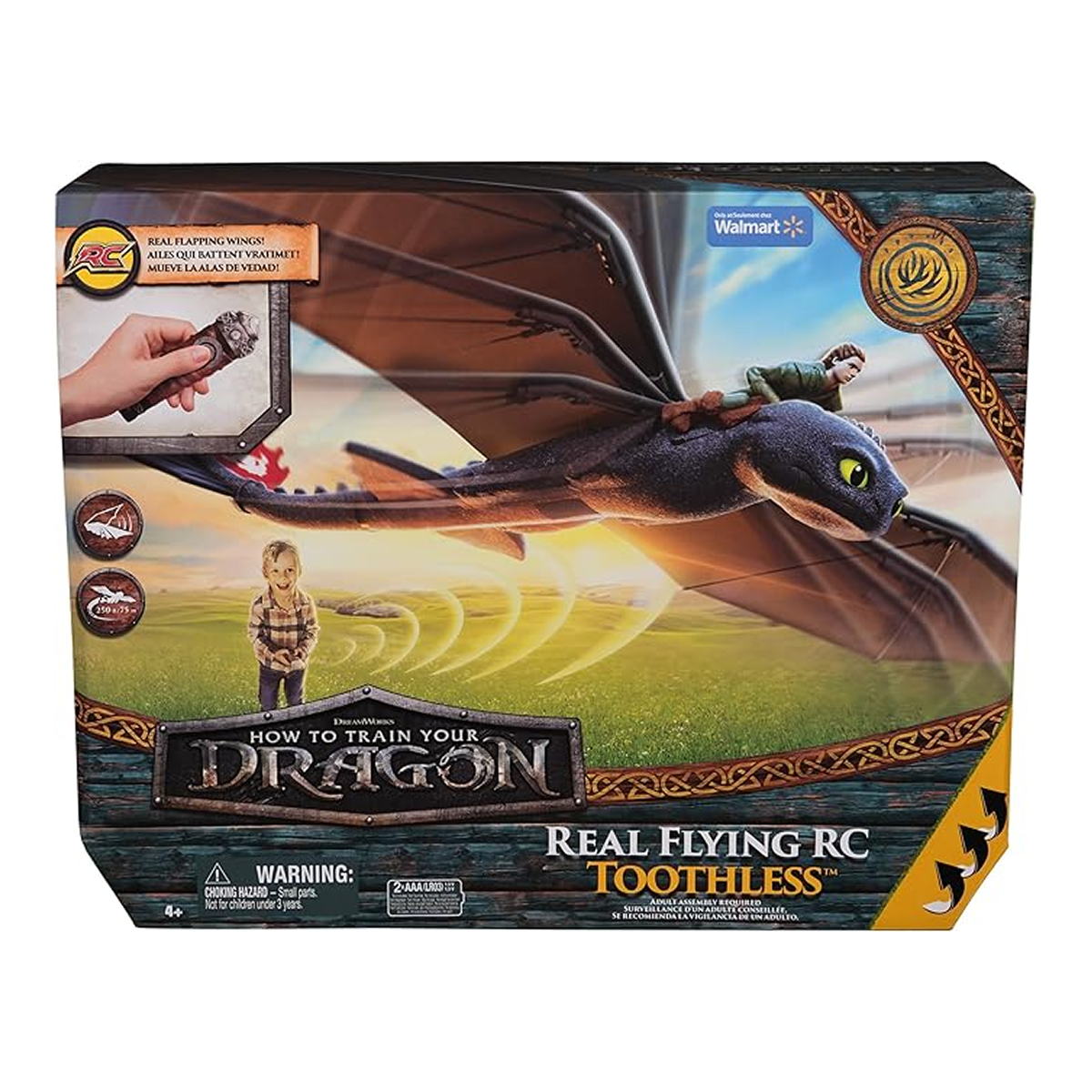 Dreamworks Dragons Genuine Toothless RC Steering Wheel with Flapping Wings and Adjustable Tail