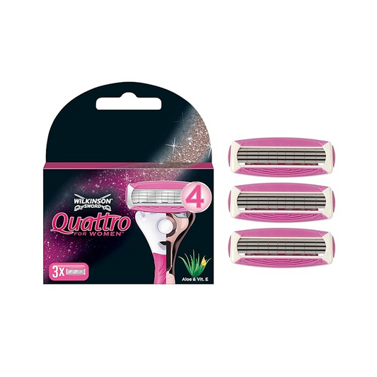 Wilkinson Sword Quattro for Women Razor Blade Refills Smooth Glide 3 Count (Pack of 1)