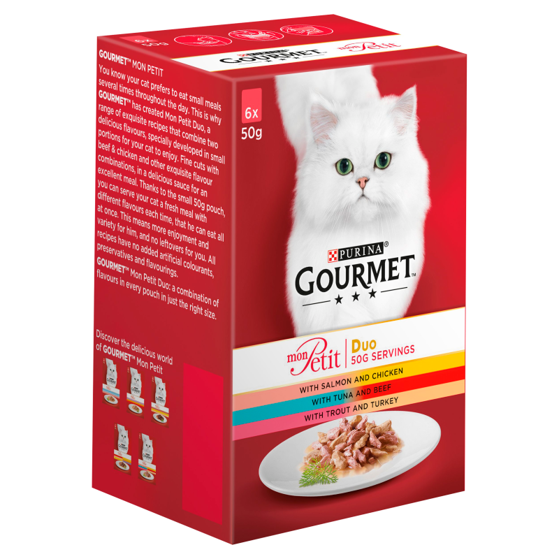Gourmet Mon Petit Duo Fish and Meat Selection Cat Food 6 x 50g