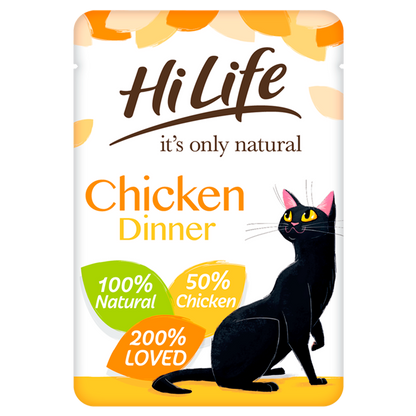 HiLife It's Only Natural Chicken Dinner in Jelly Adult Cat Food Pouches 18 x 70g