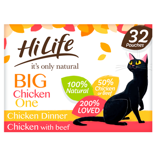 HiLife It's Only Natural The Big Chicken One in Jelly Adult Cat Food Pouches 32 x 70g