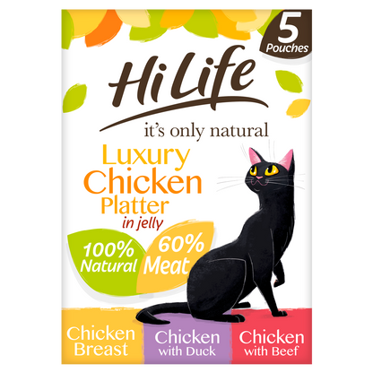 HiLife It's Only Natural Luxury Chicken Platter in Jelly Multipack Cat Food 5 x 50g