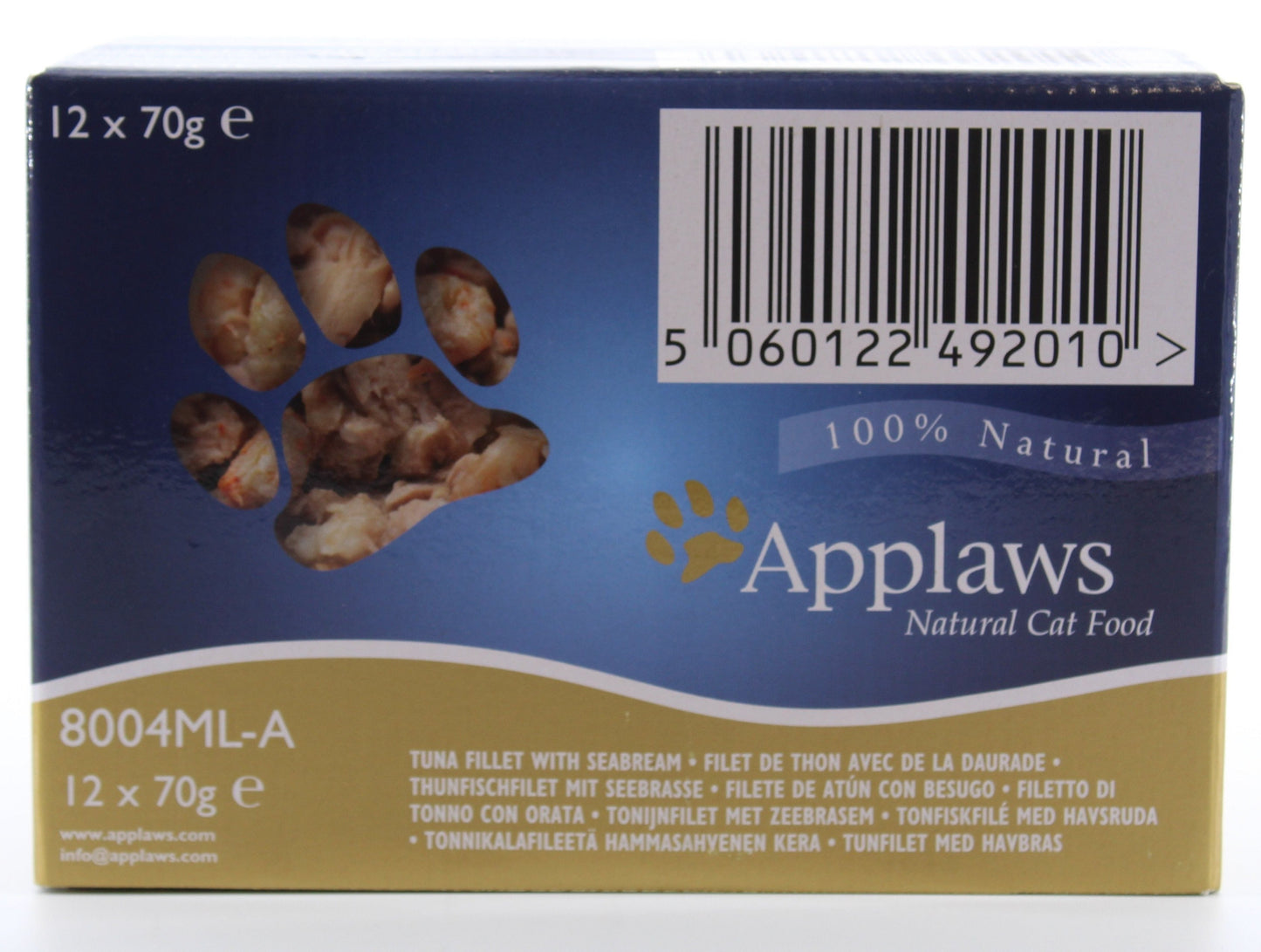 Applaws Tuna Fillet with Seabream Natural Cat Food 12 Pouches x 70g - 1