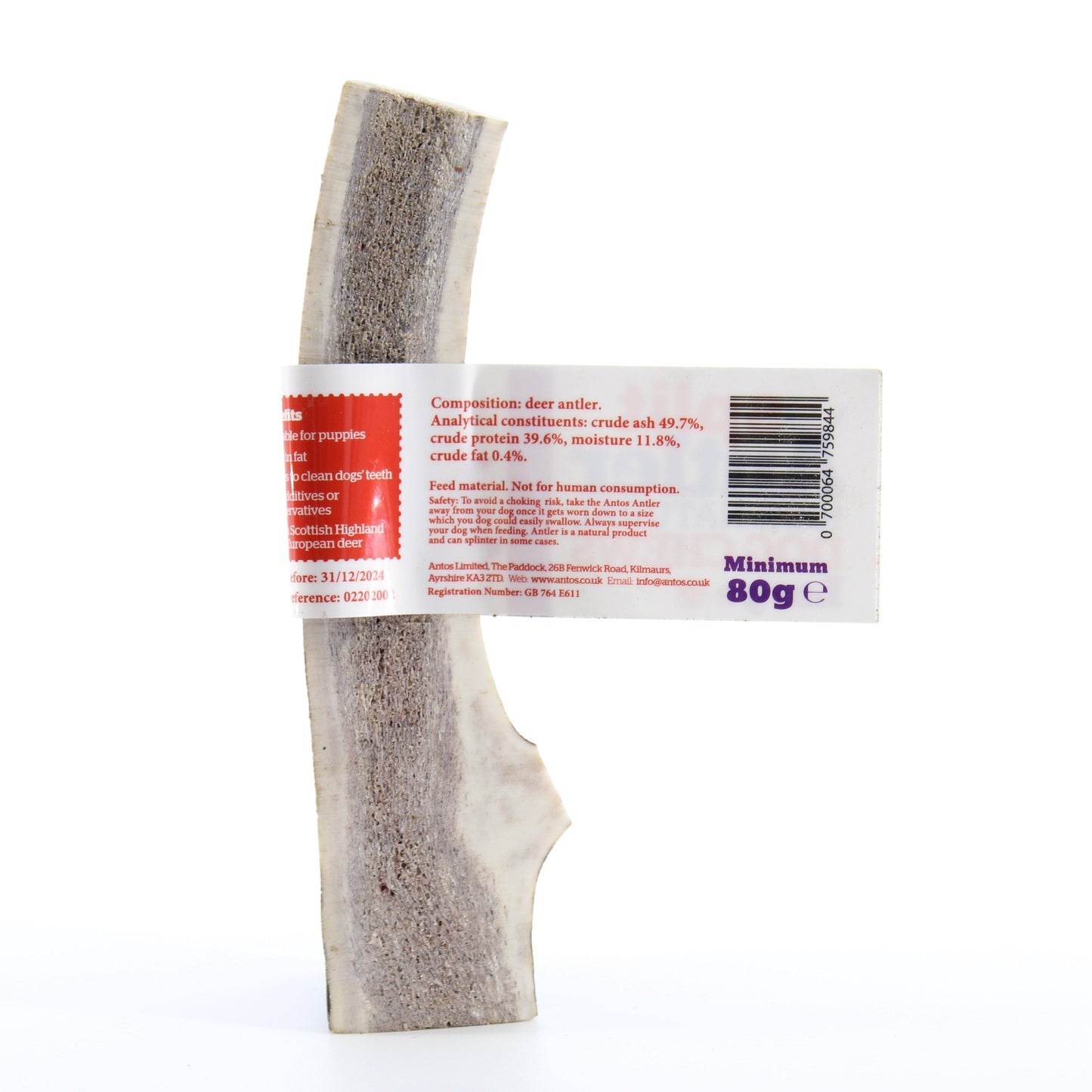 Antos Antler Split Large Natural Dog Chews 81 - 120g - 1