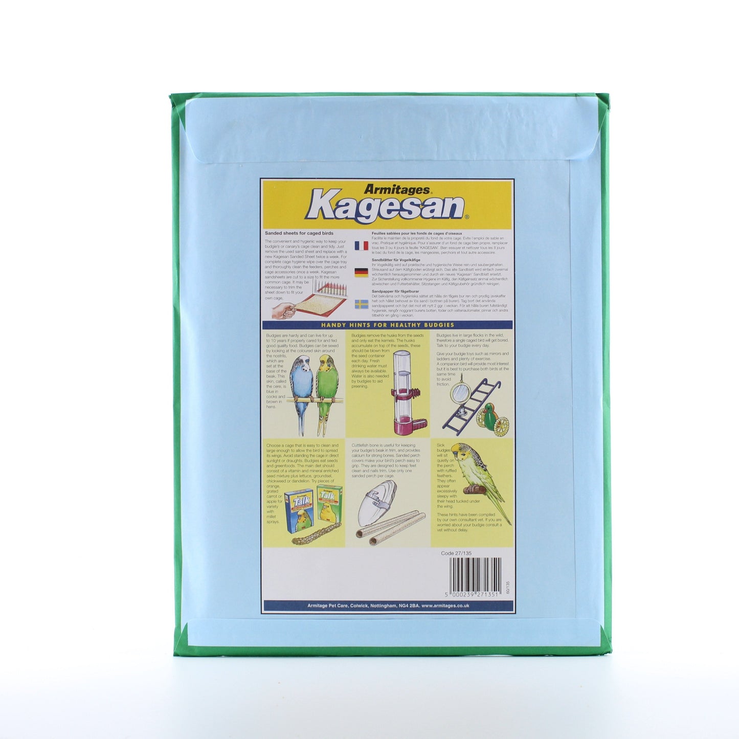 Kagesan Sanded sheets No 4 Green 6 per pack Cage size 33 x 25 cm -1
