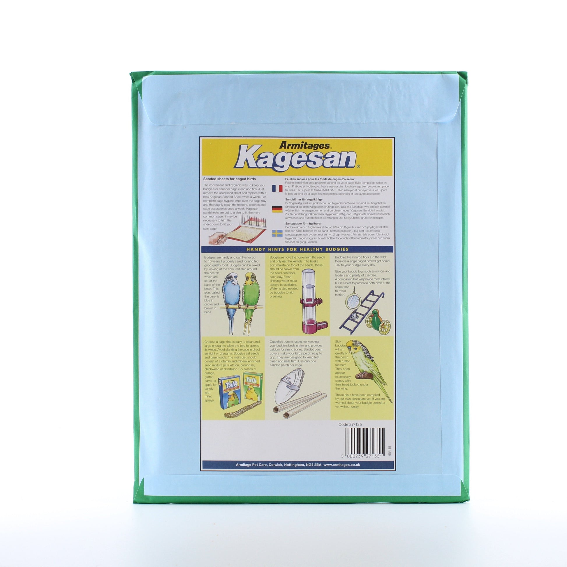 Kagesan Sanded sheets No 4 Green 6 per pack Cage size 33 x 25 cm -1