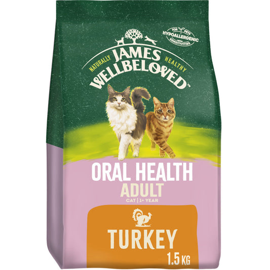 James Wellbeloved Adult Oral Health Turkey Dry Cat Food - 1.5kg