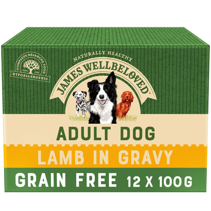 James Wellbeloved Grain Free Lamb Adult Wet Dog Food 12 x 100g