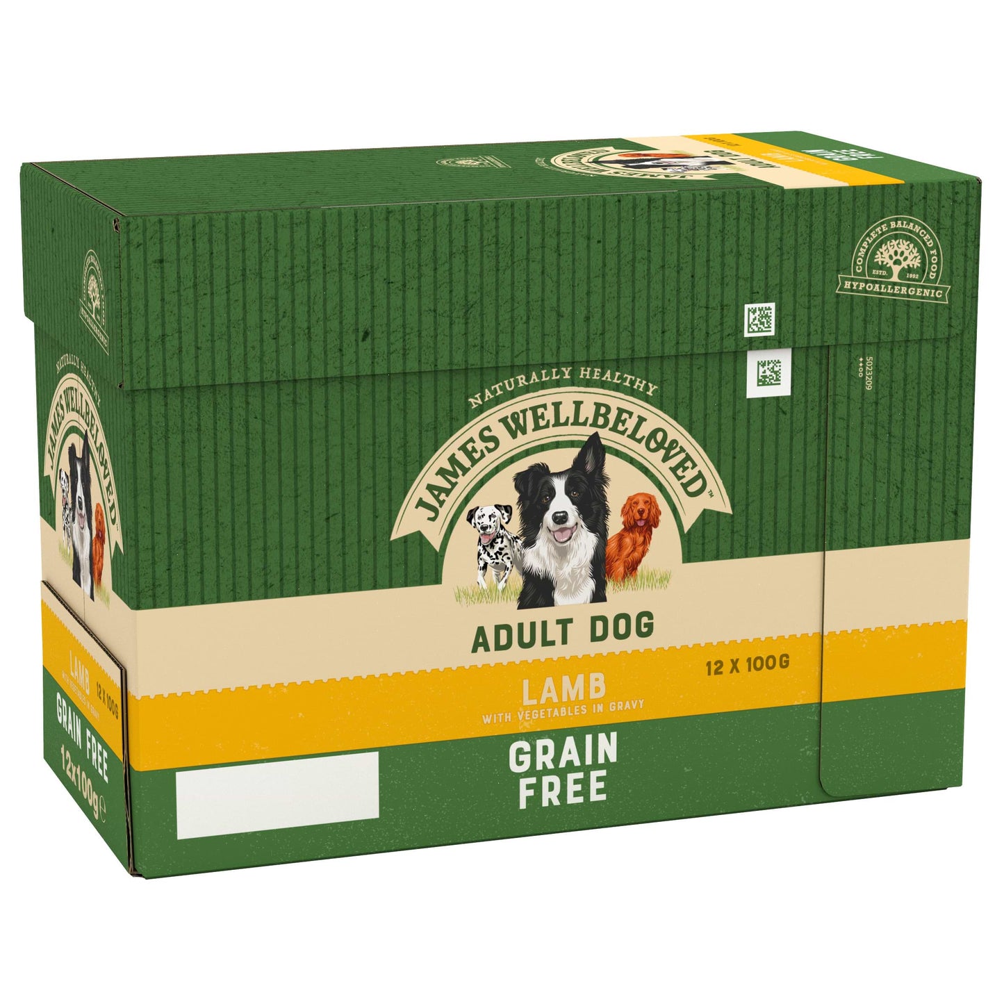 James Wellbeloved Grain Free Lamb Adult Wet Dog Food 12 x 100g