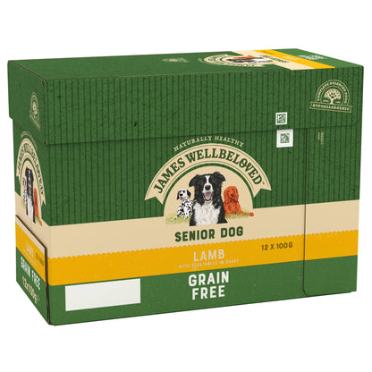 James Wellbeloved Grain Free Lamb Senior Dog Pouches - 12 x 100g