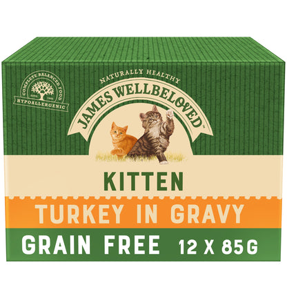 James Wellbeloved Turkey Kitten Pouch - 12 x 85g