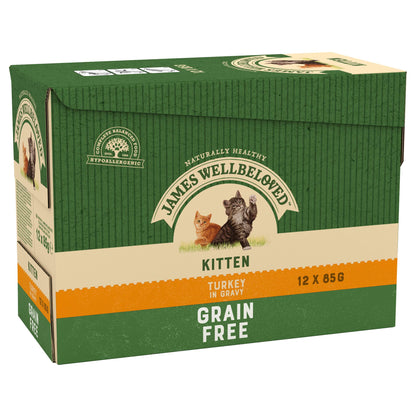 James Wellbeloved Turkey Kitten Pouch - 12 x 85g