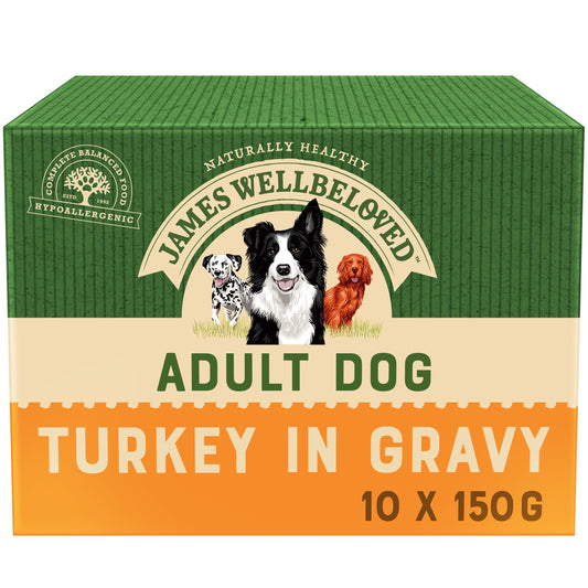 James Wellbeloved Turkey & Rice Adult Dog Pouches - 10 x 150g