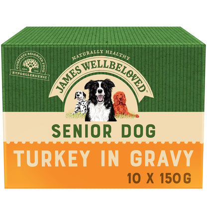 James Wellbeloved Turkey Senior Dog Pouches 10 Pack - 150g