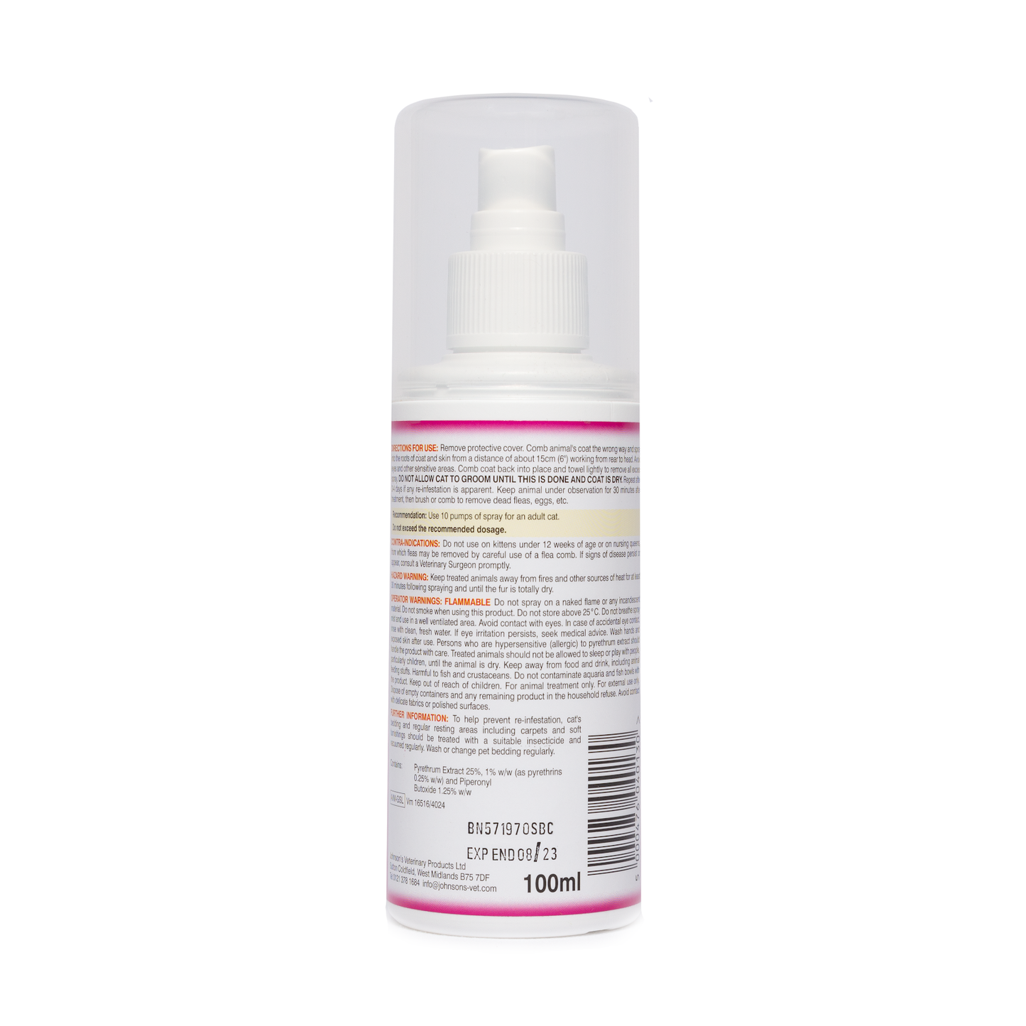 Johnsons Cat Flea Pump Spray for Cats & Kittens 100ml